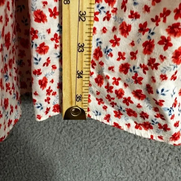 Old navy dress womens 2X ivory red floral lace pockets ruffle boho cottagecore - Picture 4 of 9